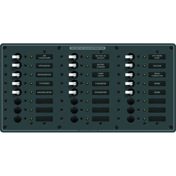 Blue Sea Systems Traditional Metal AC Panel, 24 Position, 100 Amp