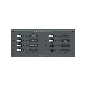 Blue Sea Systems AC 8 Position Breaker Panel, 230V, 100A – White Switches