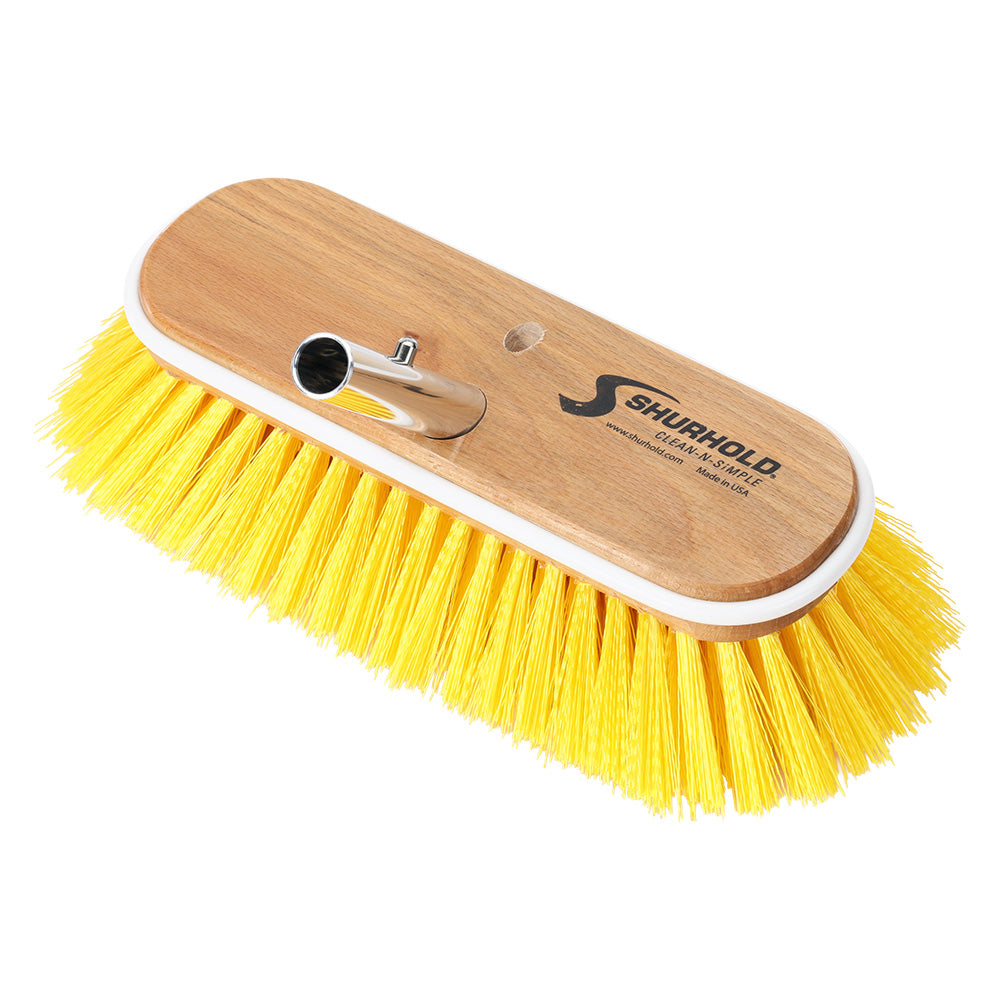 Shurhold 10 in. Medium-Bristle Deck Brush with Yellow Polystyrene Bristles