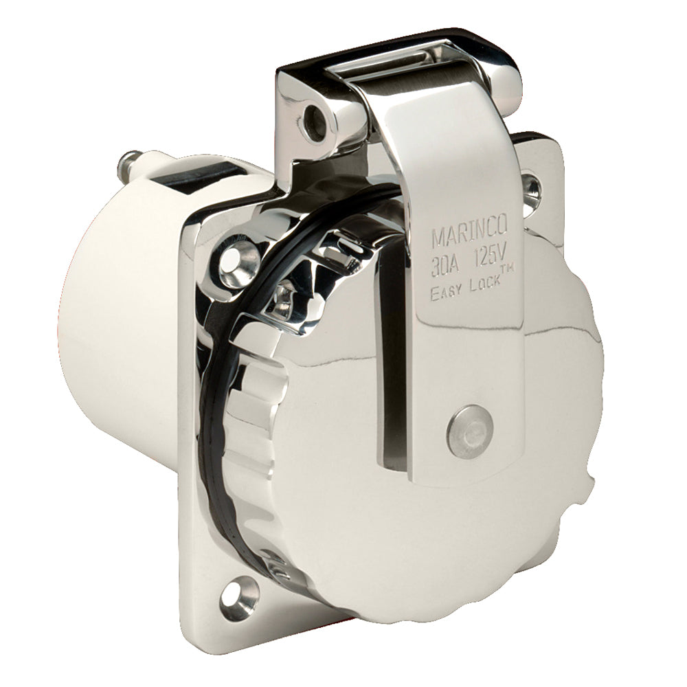 Marinco 30A 125V Stainless Steel Easy Lock Shore Power Inlet, UL/CSA Approved