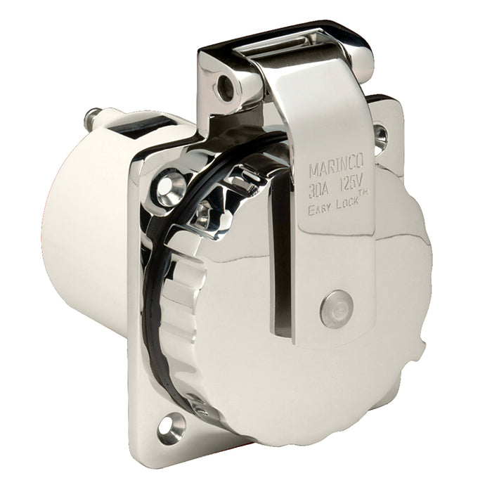 Marinco 30A 125V Stainless Steel Power Inlet, 303SSEL-B