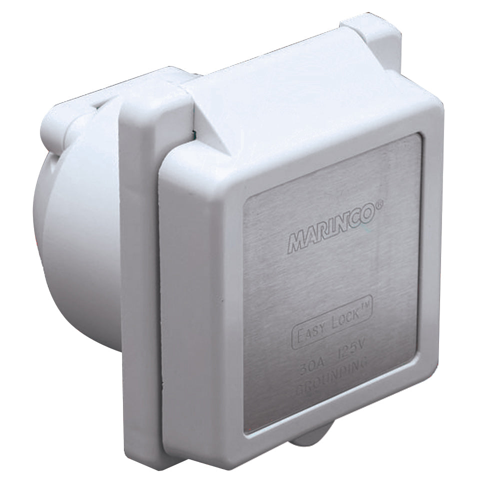 Marinco 30 Amp 125V Easy Lock Power Inlet, White