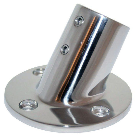 Whitecap &#8542;" O.D. 60° Round Base SS Rail Fitting