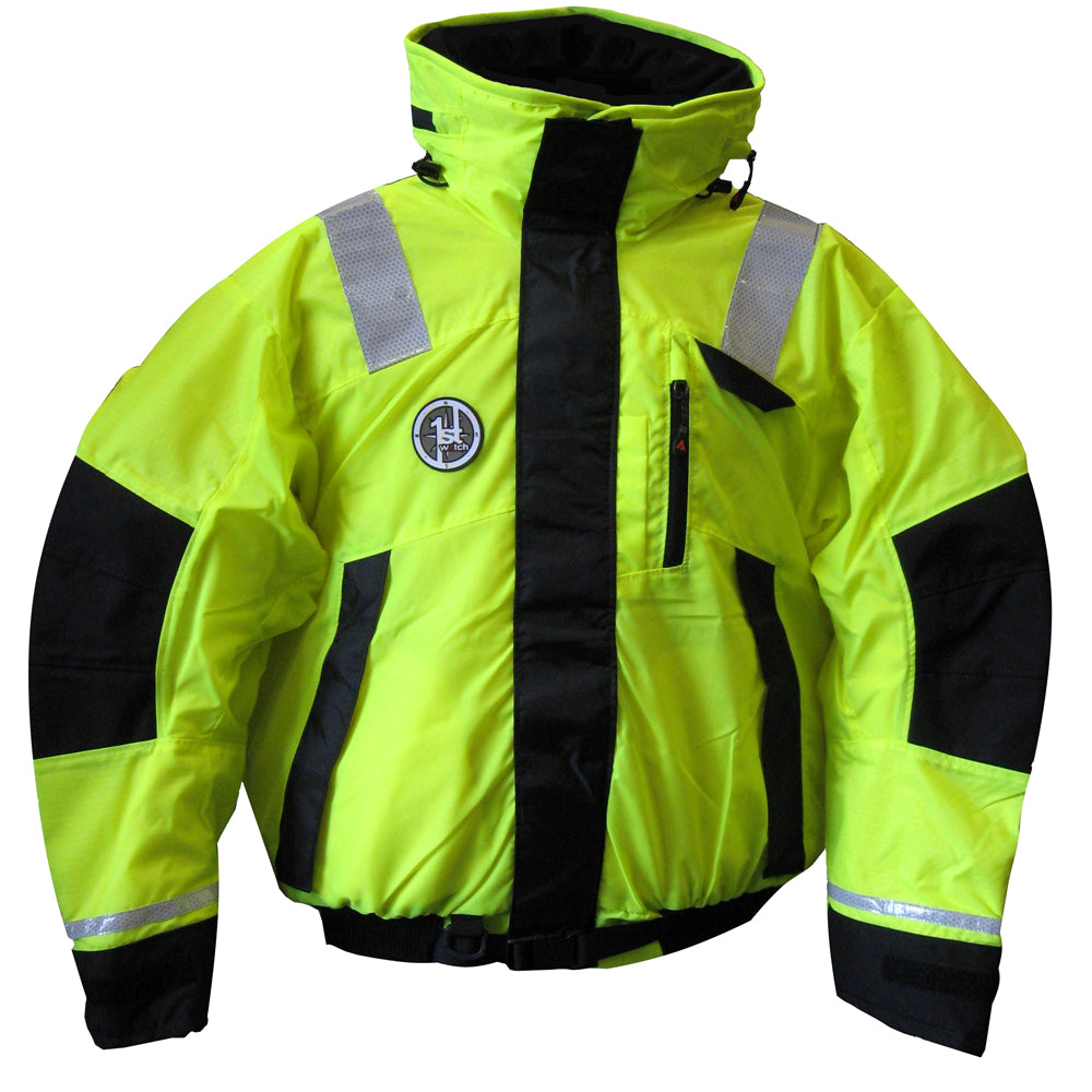 First Watch AB-1100 Flotation Bomber Jacket, Hi-Vis Yellow/Black, XXL