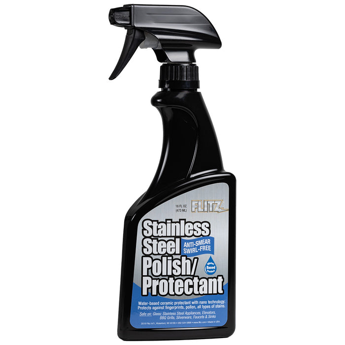 Flitz Stainless Steel Polish & Protectant, 16oz Spray – Repels Fingerprints