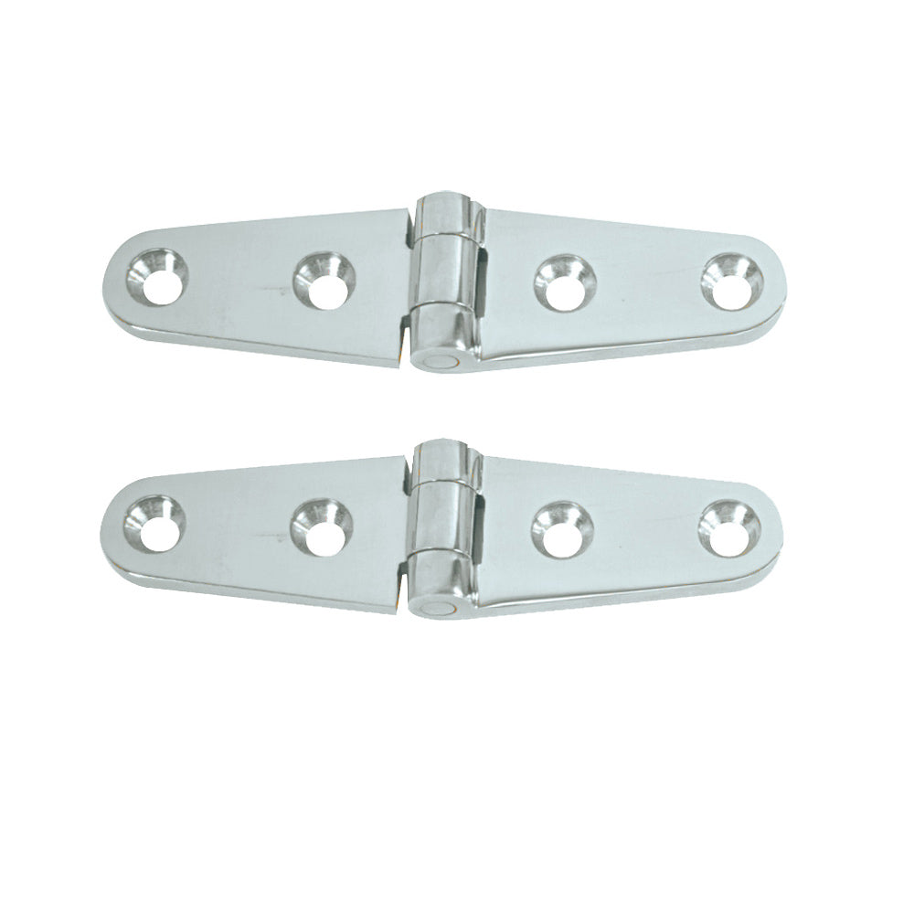 Whitecap Marine Strap Hinge, 4" x 1" Chrome Plated Brass (Pair)
