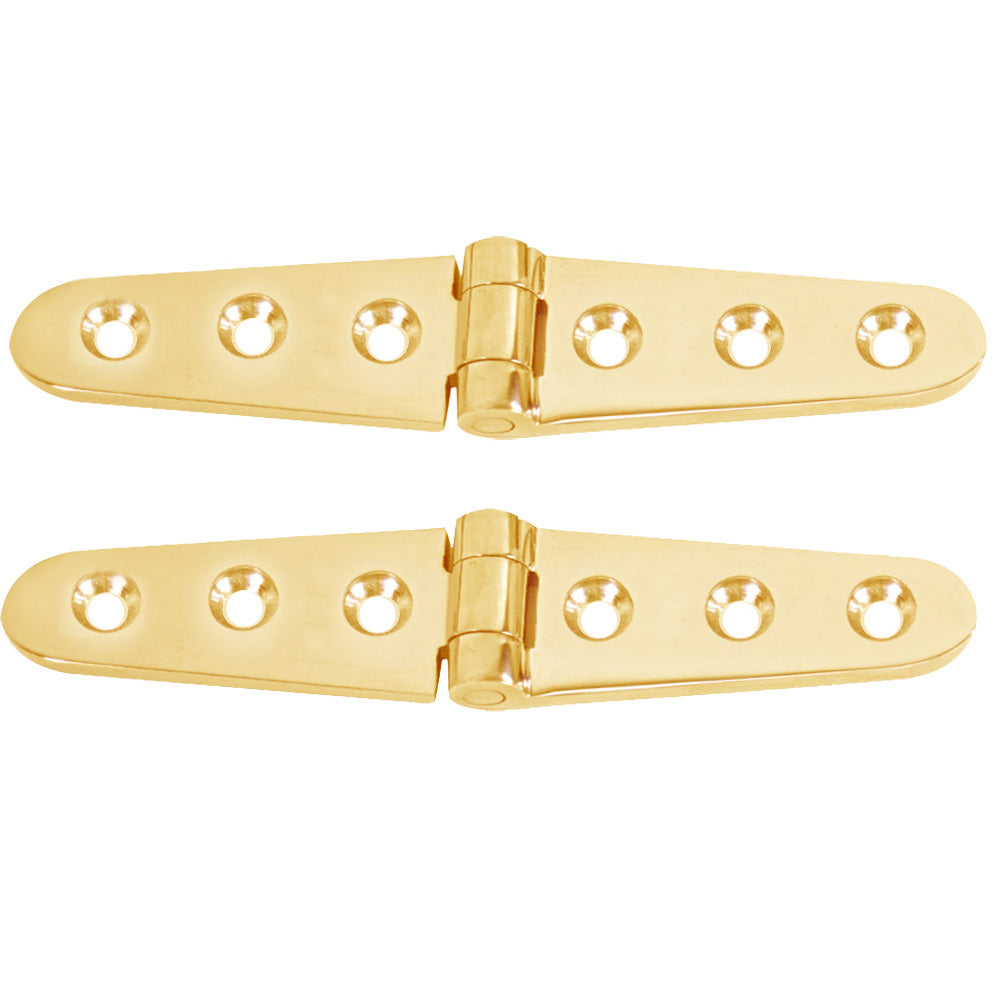 Whitecap Strap Hinge, 6" x 1-1/8", Polished Brass