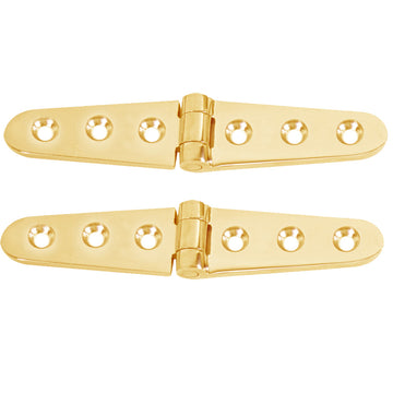 Whitecap Strap Hinge, 6" x 1-1/8", Polished Brass