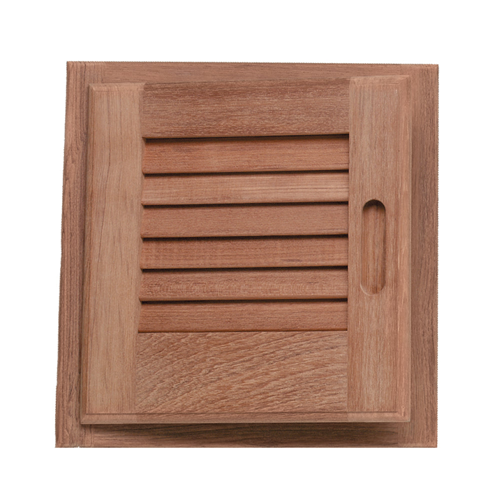 Whitecap Teak Louvered Door & Frame, Left Hand, 12" x 12" (11" x 11" Cutout)