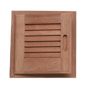 Whitecap Teak Louvered Door & Frame, Left Hand, 12" x 12" (11" x 11" Cutout)