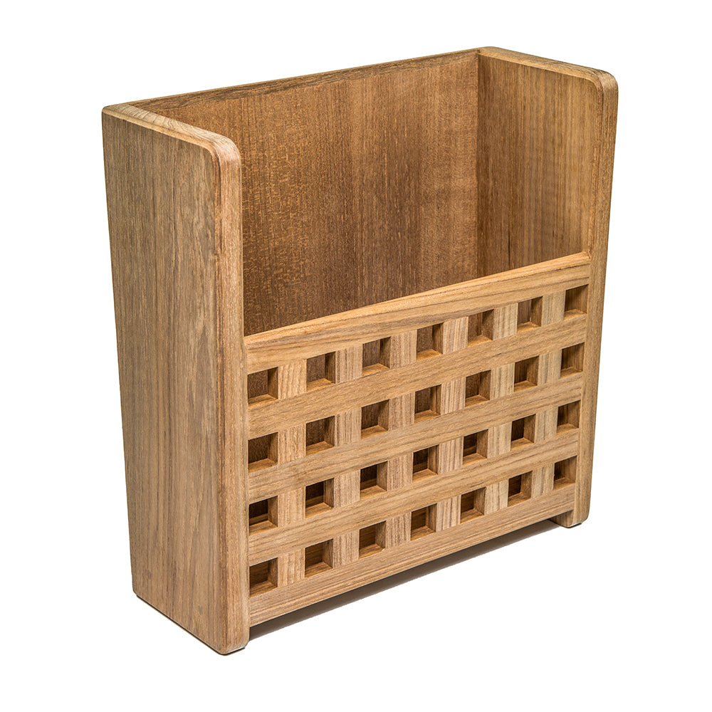 Whitecap Teak Grate Front Magazine Rack, Wall Mount – Oiled Finish