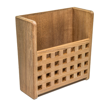 Whitecap Teak Grate Front Magazine Rack, Wall Mount – Oiled Finish