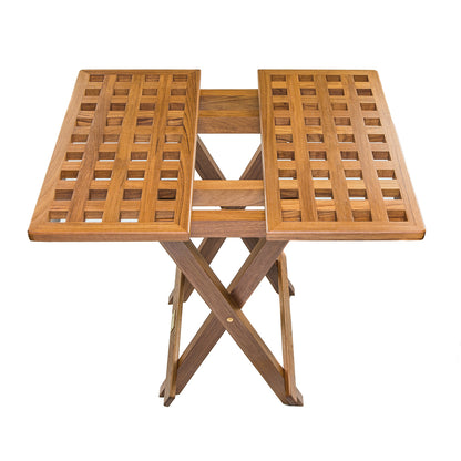 Whitecap Teak Grate Top Fold-Away Table, 17.75" Square, Solid Brass