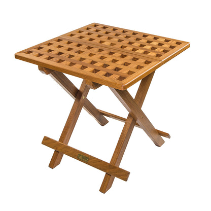 Whitecap Teak Grate Top Fold-Away Table, 17.75" Square, Solid Brass