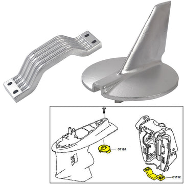 Tecnoseal 21104AL Aluminum Anode Kit w/ Hardware, for Yamaha 200-250HP