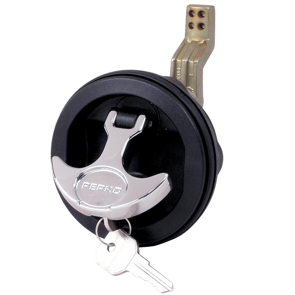 Perko Surface Mount Locking T-Handle Hatch Latch, Black/Chrome, Made in USA