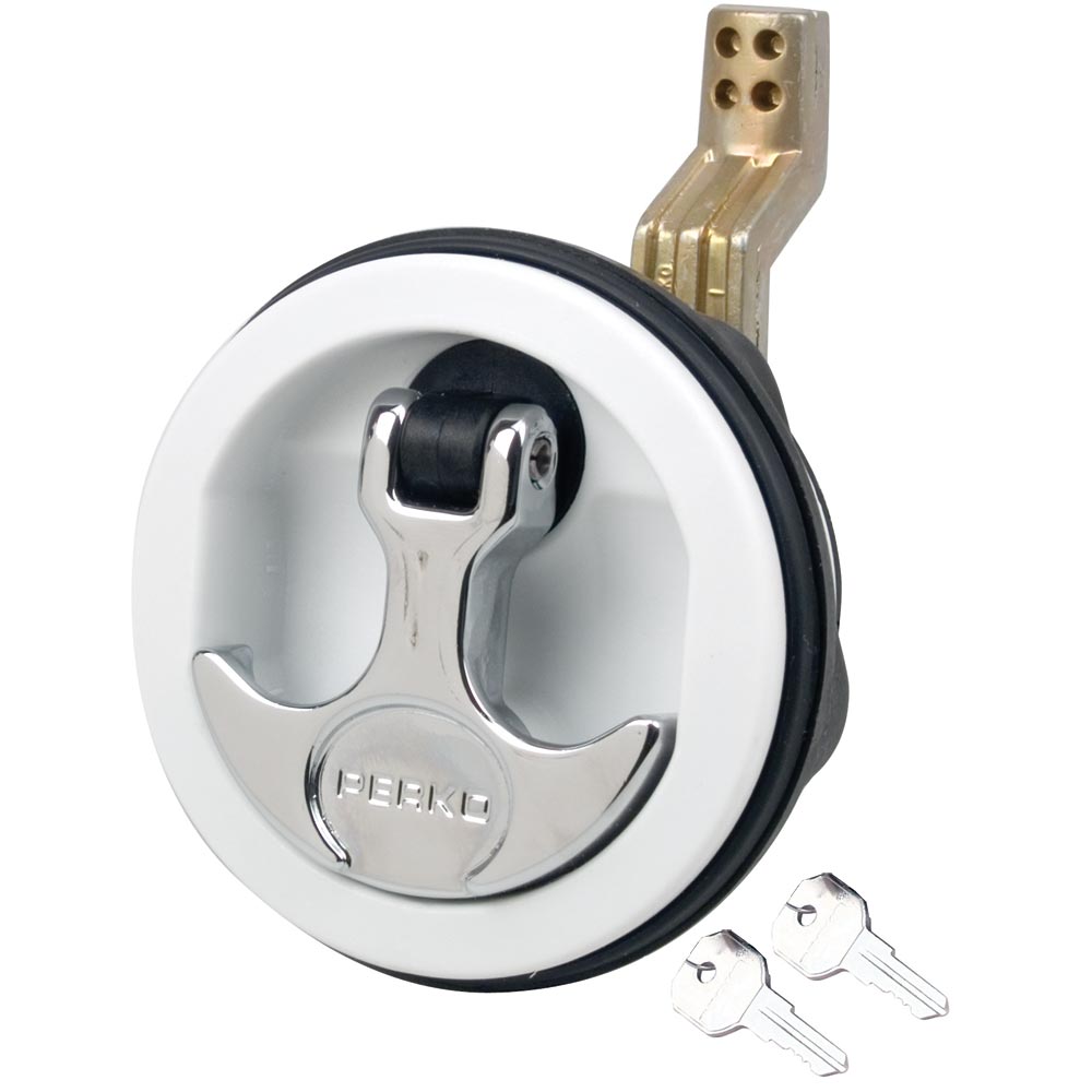 Perko Surface Mount Locking T-Handle Hatch Latch, White/Chrome, Made in USA