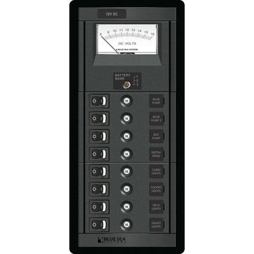 Blue Sea Systems 8 Position Switch CLB + Meter Vertical, 12V DC 80A