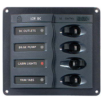 BEP Marine 900-DC 4-Way DC Circuit Breaker Panel, 12V/80A, ABYC Compliant
