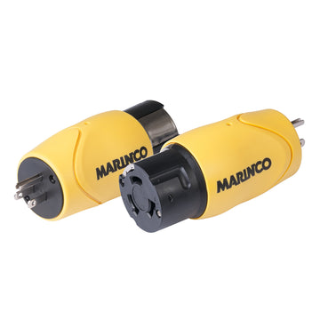 Marinco Straight Adapter, 15A 125V Male to 50A 125/250V Female Locking