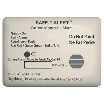 Safe-T-Alert 62 Series Carbon Monoxide Alarm, 12V, Marine-Rated, UL Certified