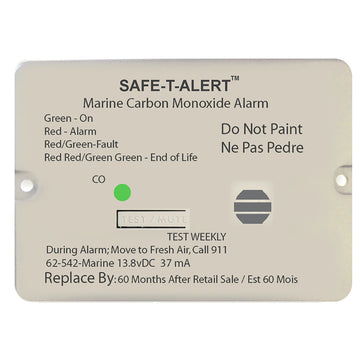 Safe-T-Alert 62 Series 12V Flush Mount CO Alarm w/ Relay - UL 2034 Marine