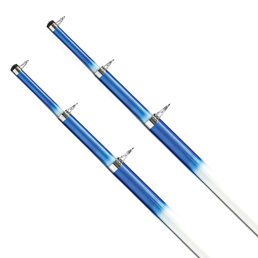 Tigress 15' Telescoping Fiberglass Outrigger Poles, 1-1/8" OD, White/Blue (Pair)