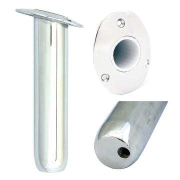 Tigress Oval Head Closed Base Rod Holder - 30 Degree - 9" Stainless Steel