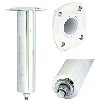 Tigress 4 Hole Swivel Rectangular Head Rod Holder, 0°, Polished Aluminum
