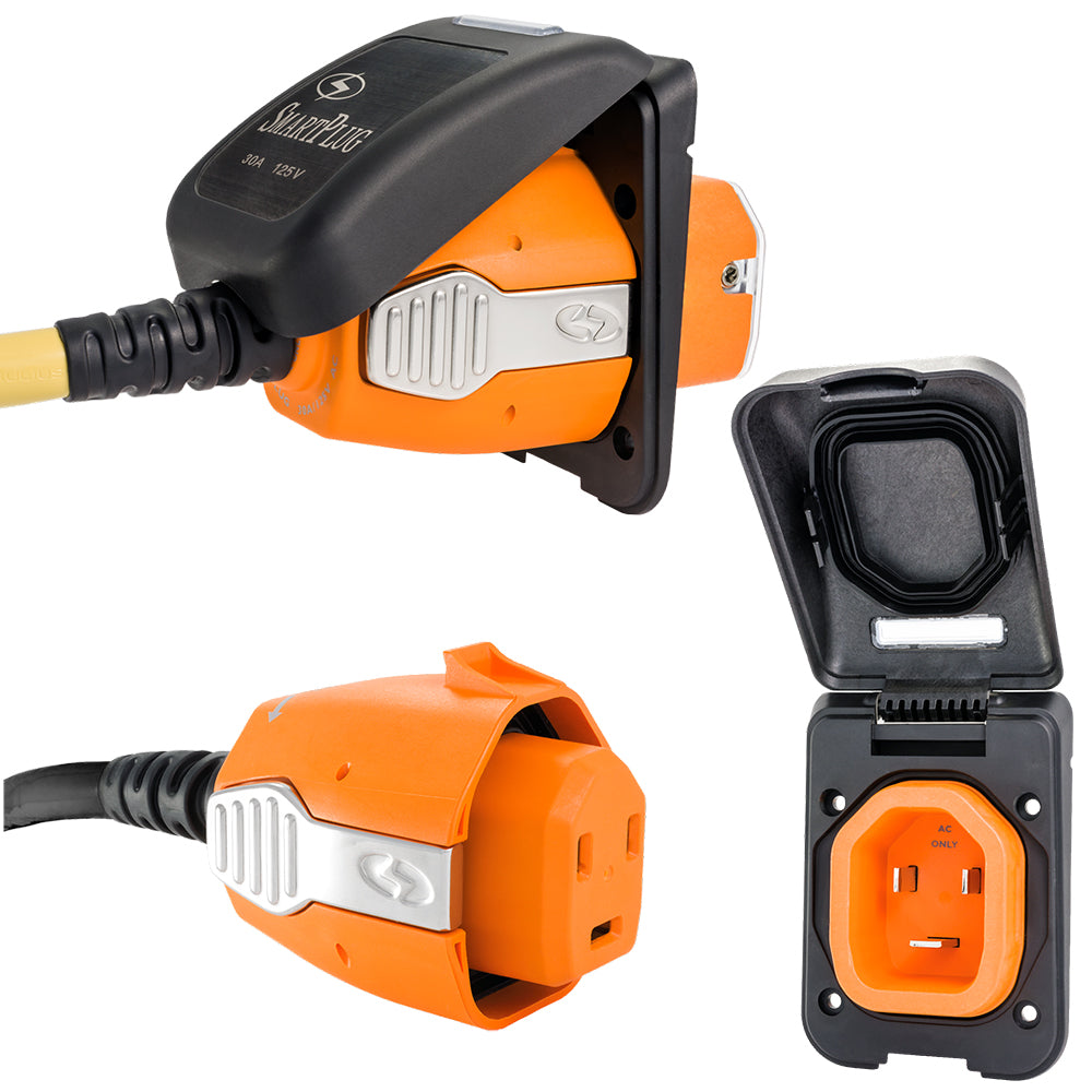 SmartPlug 30 Amp 125V Non-Metallic Inlet and Female Cord Connector Combo, Black