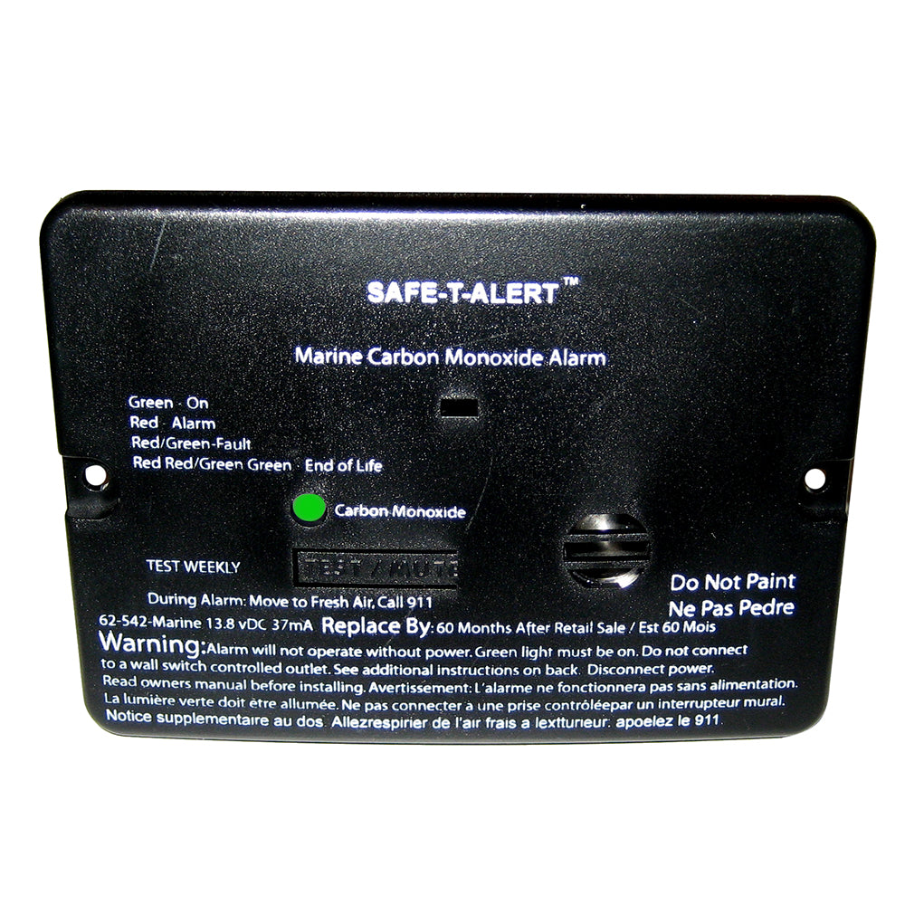 Safe-T-Alert 62 Series Carbon Monoxide Alarm, 12V Marine Flush Mount, Black