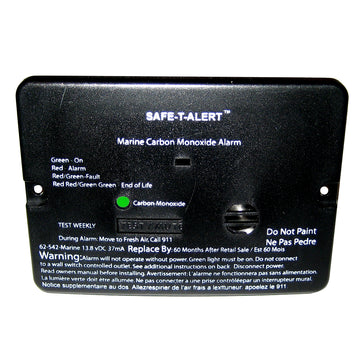 Safe-T-Alert 62 Series Carbon Monoxide Alarm, 12V Marine Flush Mount, Black