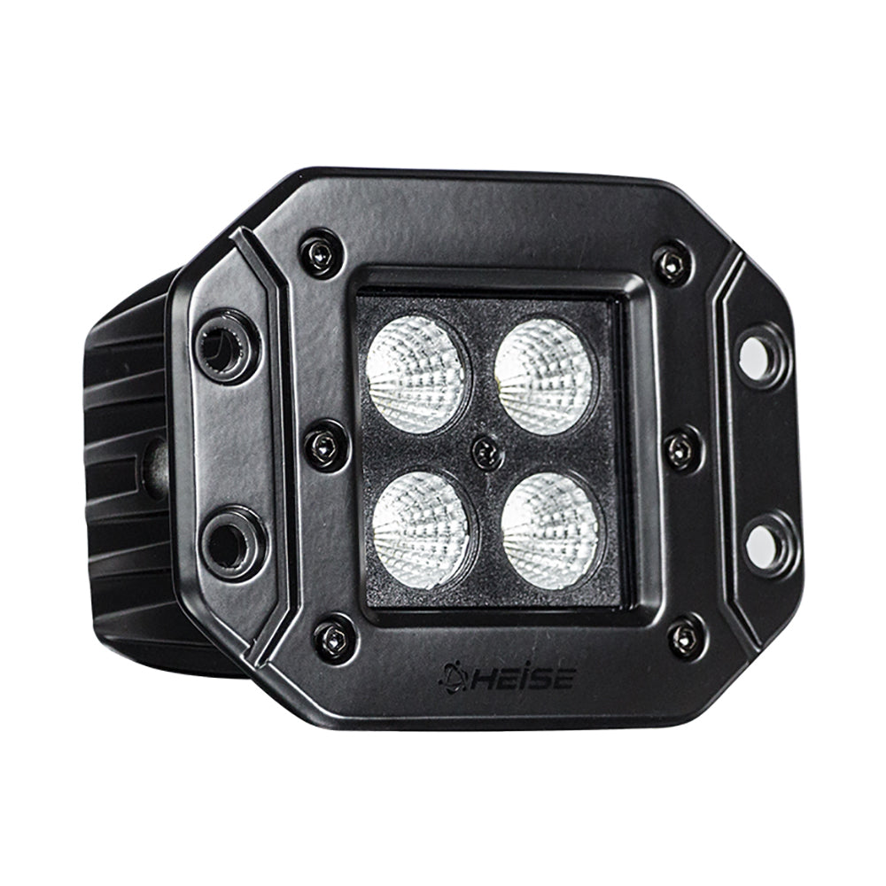 HEISE Blackout LED Cube Light, 3" Flush Mount, 90° Flood Beam