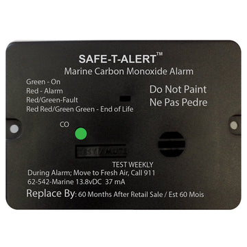Safe-T-Alert 62 Series Marine CO Alarm w/ Relay, 12V - Black