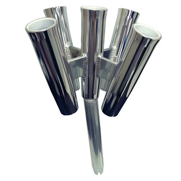 Tigress Five Rod Cluster - Bent Butt, Polished Anodized Aluminum, 5 Rod Capacity