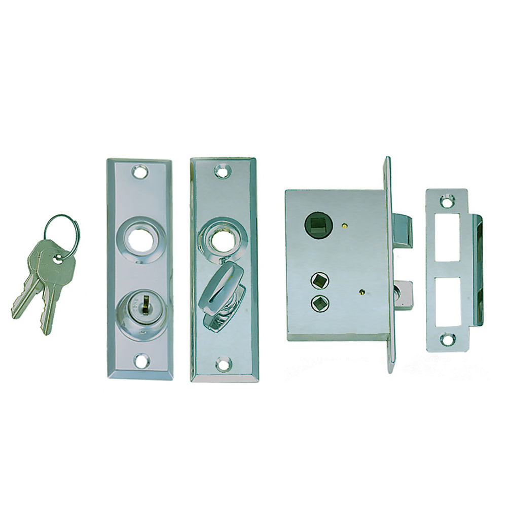 Perko Mortise Lock Set with Bolt, Chrome Plated Zinc Alloy, Made in USA