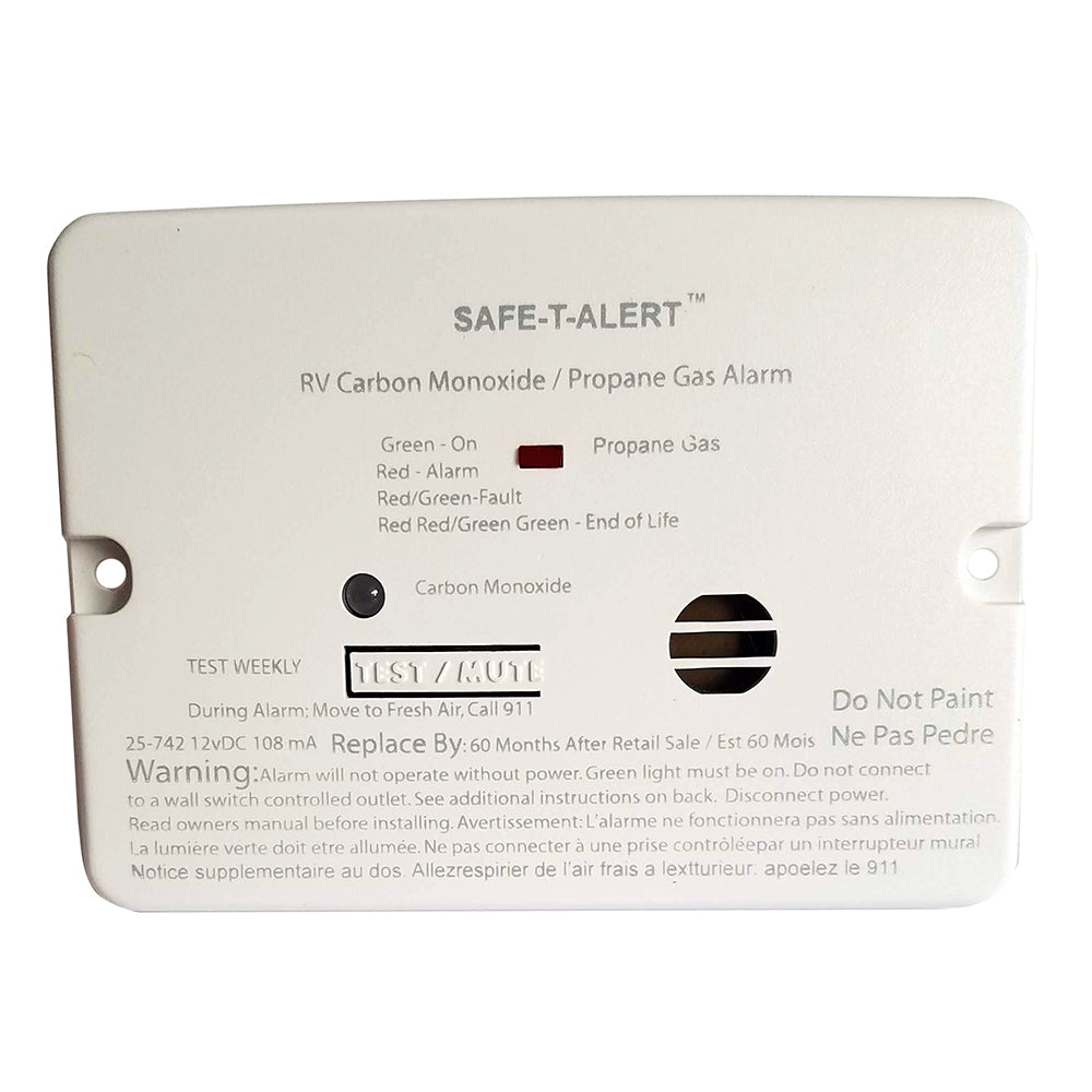 Safe-T-Alert Mini Combo CO/Propane Alarm, 12V Flush Mount, White – UL Listed