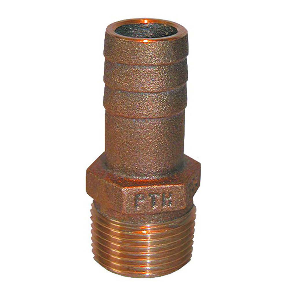 GROCO PTH-750 Bronze Straight Pipe to Hose Fitting, 3/4" NPT x 3/4" ID