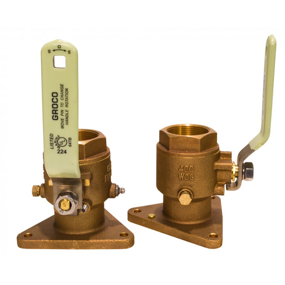 GROCO FBV-750 Bronze Tri-Flanged Ball Valve/Seacock, 3/4", Full Flow