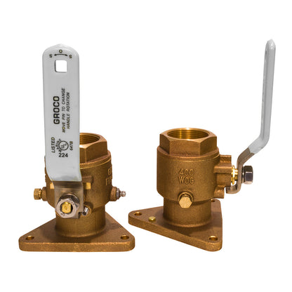 GROCO FBV-1500 1-1/2" Bronze Flanged Seacock, Full Flow, UL Listed