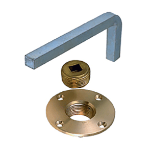 Perko Garboard Drain Plus, Cast Bronze Flange & Brass Plug, 3-1/8" OD