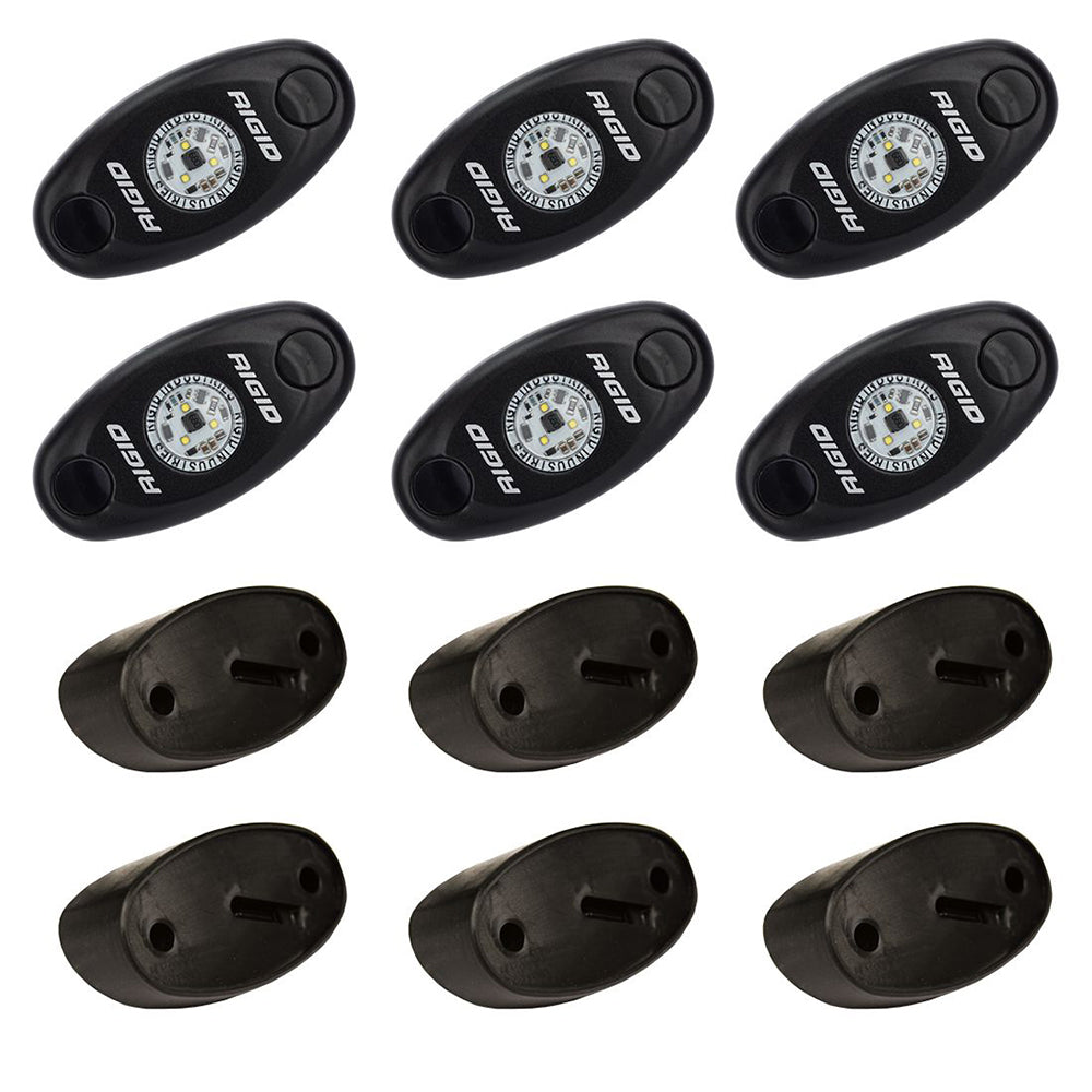RIGID Industries 400253 A-Series Rock Light Kit, 6 Cool White LED