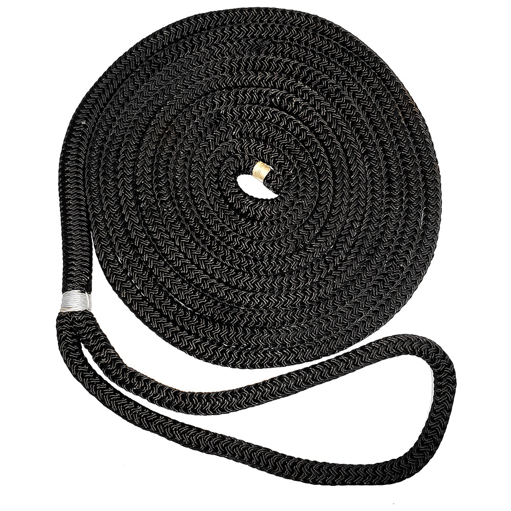 New England Ropes 5/8" Double Braid Nylon Dock Line, 50 ft, Black