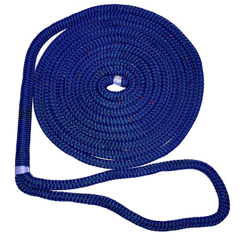 New England Ropes 5/8" x 15' Nylon Double Braid Dock Line, Blue with Tracer