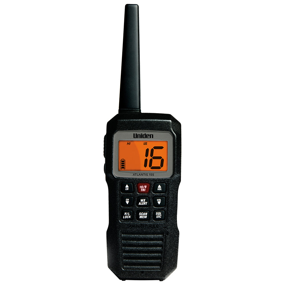 Uniden ATLANTIS 155 Floating Handheld VHF Marine Radio, 3W IPX8 Waterproof