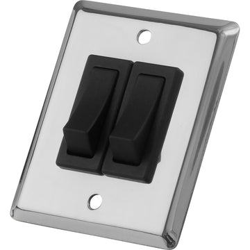 Sea-Dog Double Gang Wall Switch, Stainless Steel