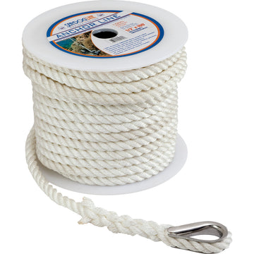 Sea-Dog Twisted 3-Strand Nylon Anchor Line, 3/8 in. x 60 ft., White
