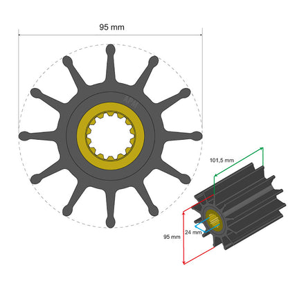 Albin Group Premium Impeller Kit, 95x24x101.5mm 12-Blade Spline, ISO 9001
