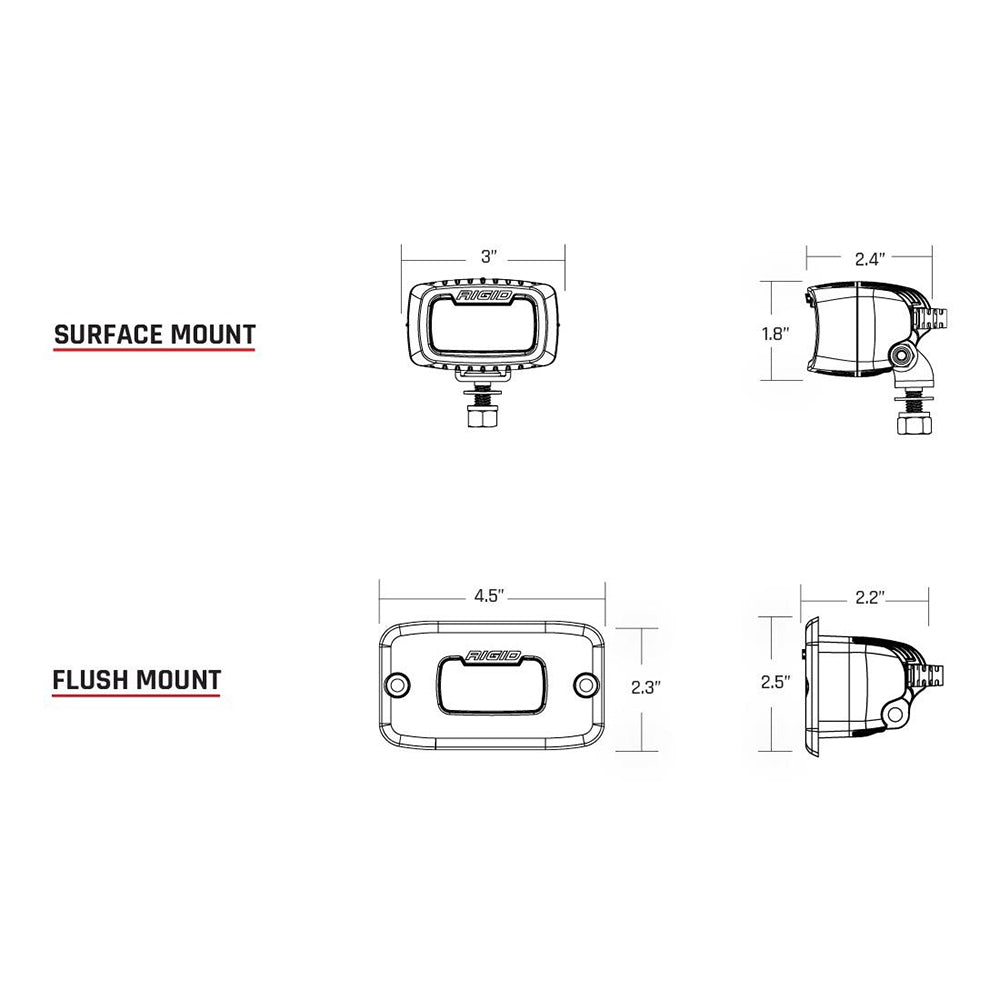 RIGID Industries SR-M Series PRO Flood Diffused Flush Mount LED, Black