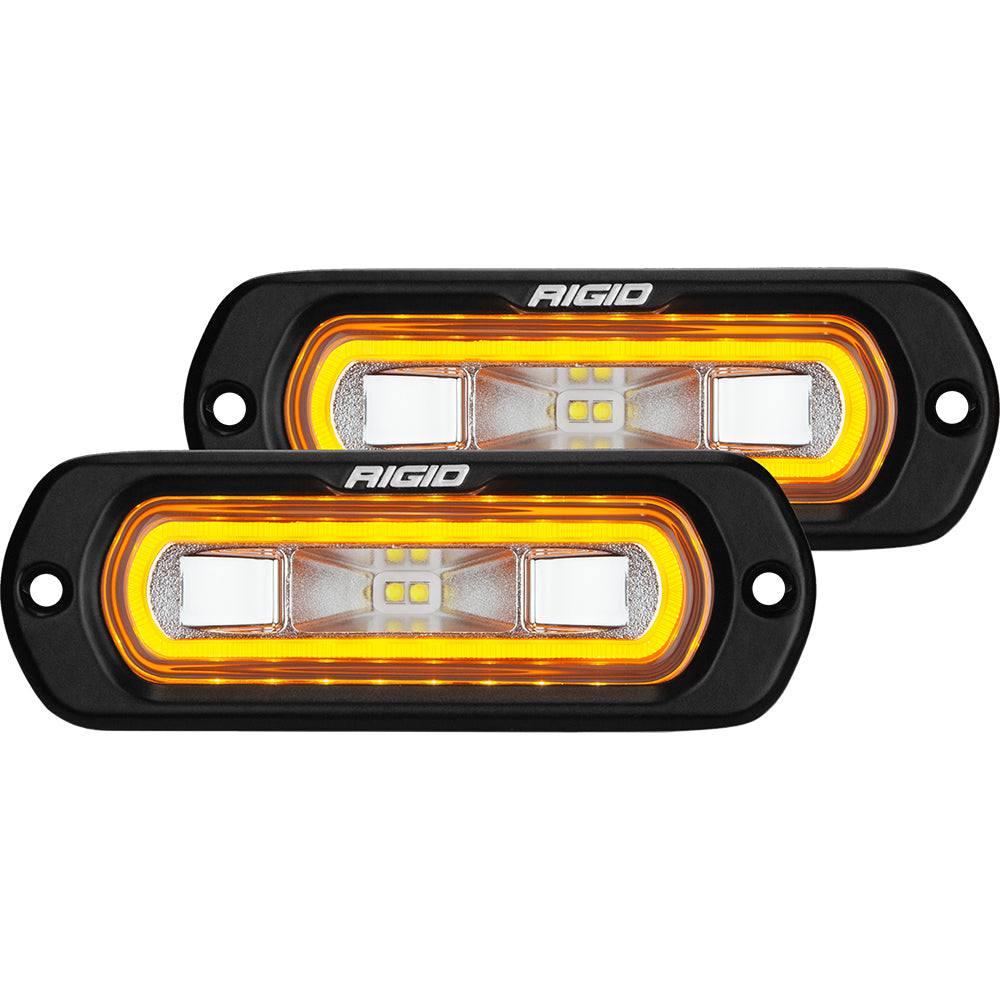 RIGID Industries SR-L Series Flush Mount Spreader Light Pair, Black Housing, Amber Halo